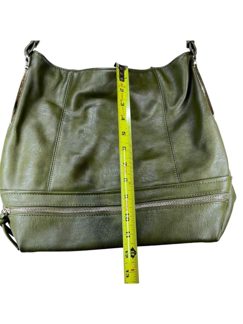 Charming Charlie Womens Green Hobo Handbag Shoulder Bag Purse Striped Lining - Picture 12 of 14